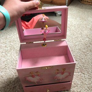 Classic Pink Ballerina Music Box w/jewelry drawer